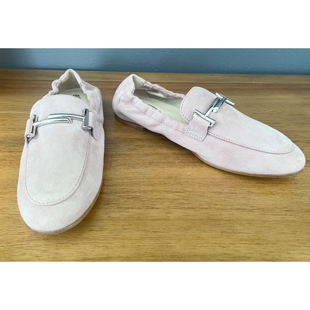 TOD's Women Pink Suede 79A Moccasino Doppio Slip on Loafer shoe, Sz 40 - Picture 6 of 9